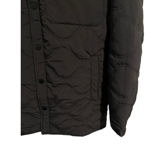 Stoic Puffer Coat Men's Large Solid Black Full Zip Hooded Pockets Parka Jacket - Picture 6 of 14